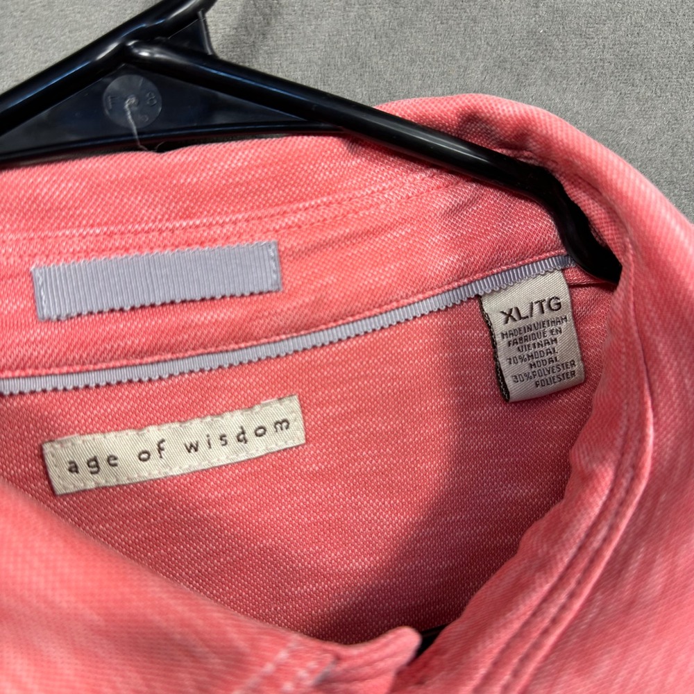 Age of Wisdom‎ Polo Shirt Mens XL Coral Pink Slub Modal Blend Excellent - Picture 4 of 13